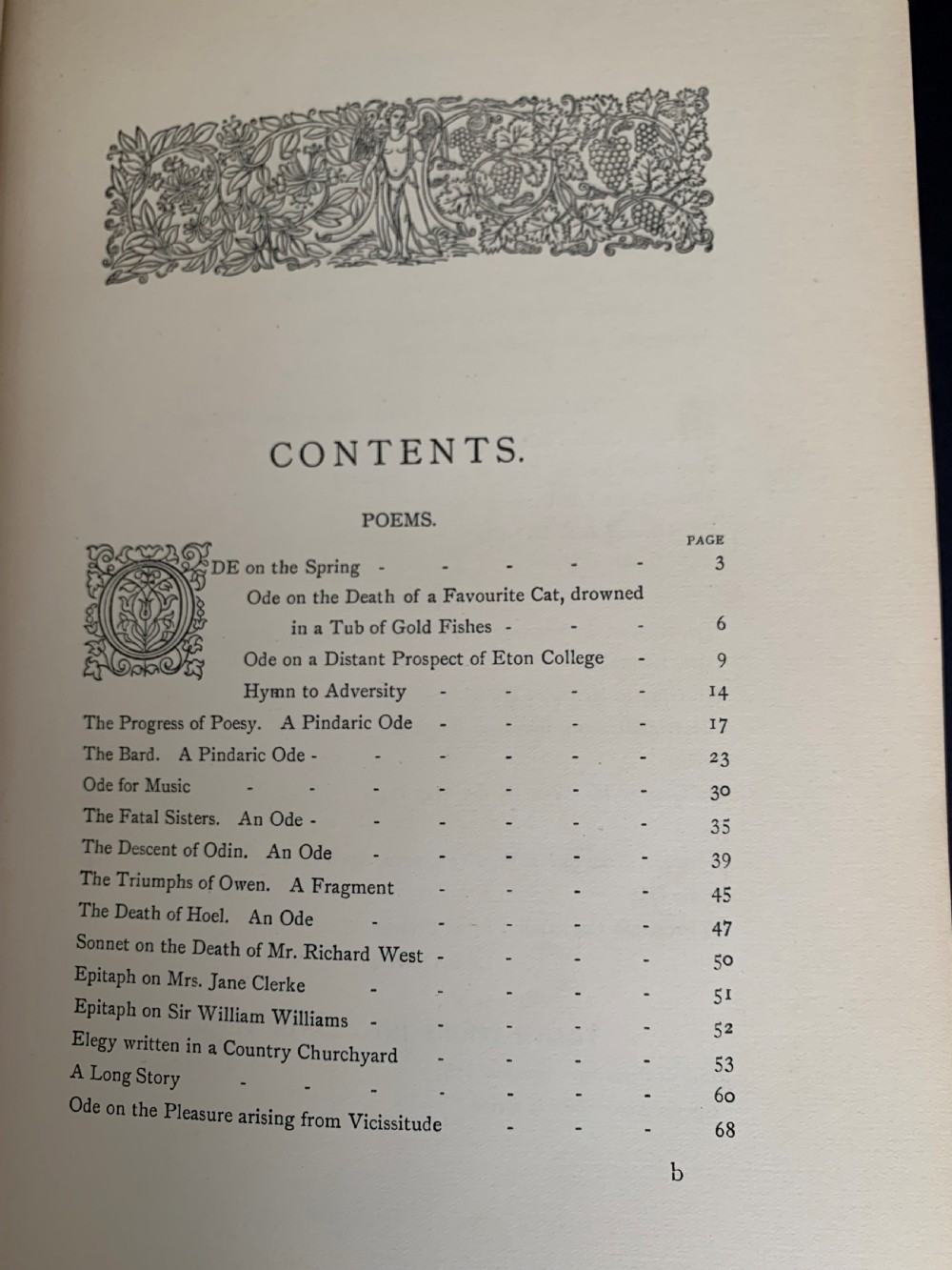 Finely bound book of Poems by Thomas Gray printed by Eton College Press  View XIII