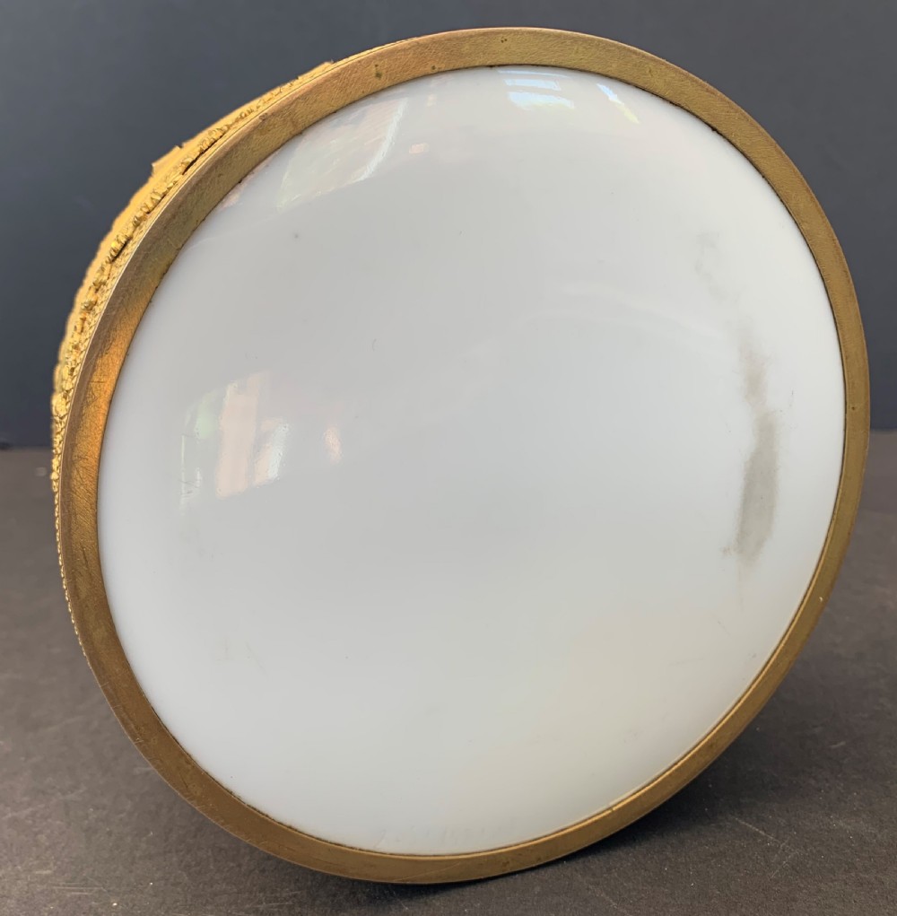 Charming good quality late 19th century French ormolu mounted glazed white porcelain casket or jewellery box View V