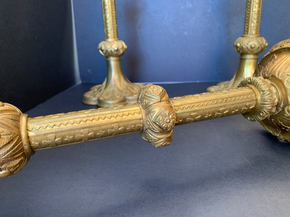 A scarce late 19th century set of 5 ormolu ecclesiastical pricket candlesticks  View IV
