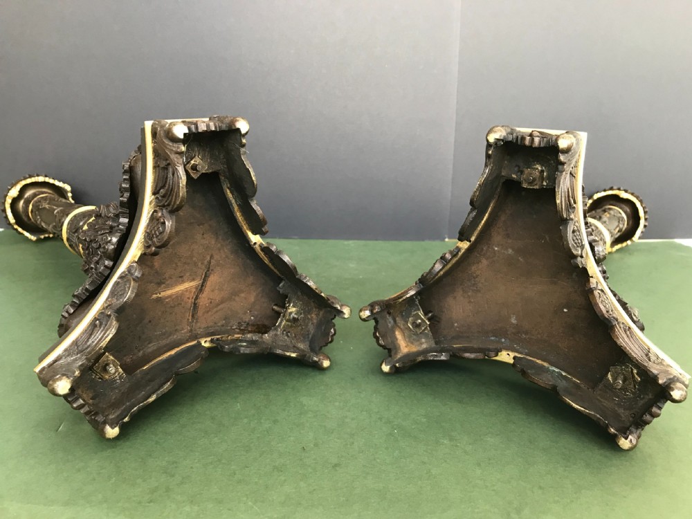 Stunning pair of French Charles X period 4 light bronze and ormolu candelabra circa 1830 View XI