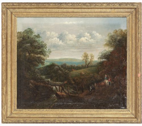 Late 18th Century Norwich School Oil Painting, a Country Path with Figures, Excellent Quality, Framed