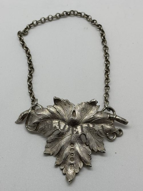 English Early Victorian Silver Madeira Wine Label