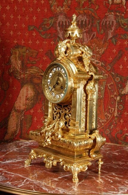fig 2. Large Antique French Gilt Brass Table Clock