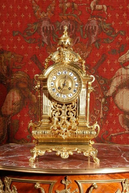 fig 1. Large Antique French Gilt Brass Table Clock