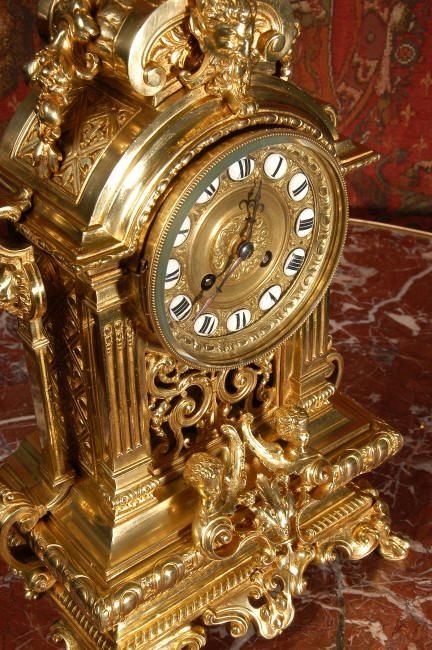 fig 3. Large Antique French Gilt Brass Table Clock