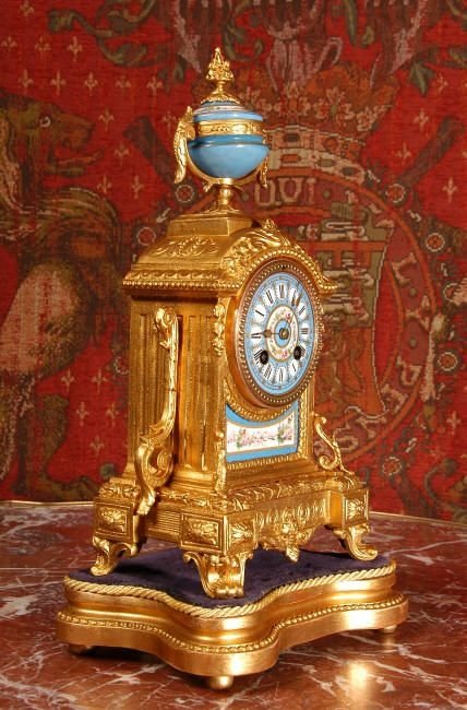 fig 2. Japy Freres Sevres porcelain and Gilt Metal Boudoir Clock.