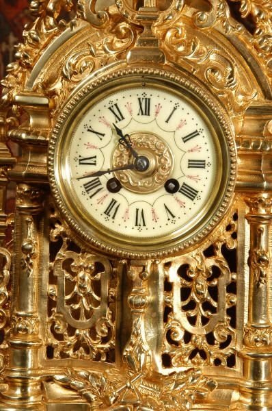 fig 3. Large and Stunning Gilt Brass Clock Set
by A. D. Mougin.
