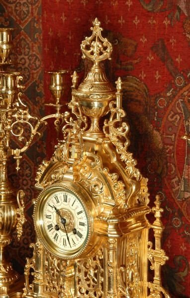 fig 2. Large and Stunning Gilt Brass Clock Set
by A. D. Mougin.