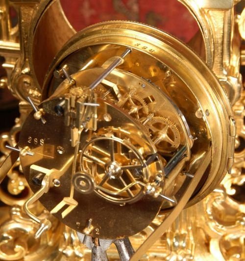 fig 4. Stunning Antique French Brass Clock Set.