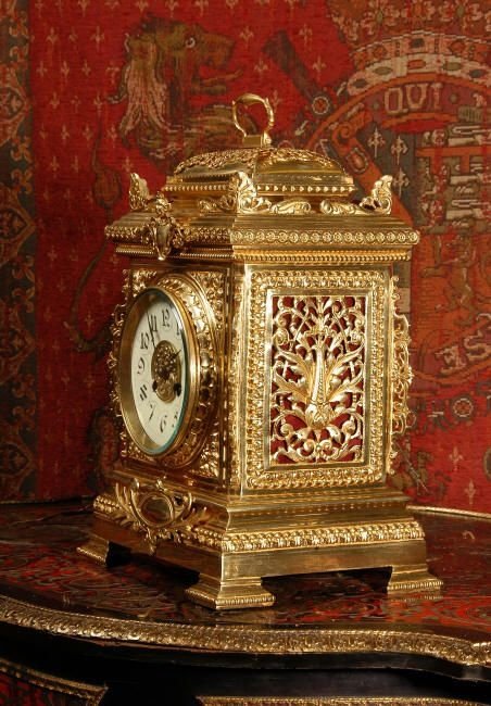 fig 2. ***SOLD***  Large Brass Cased Table Clock
by Fritz Marti. 
