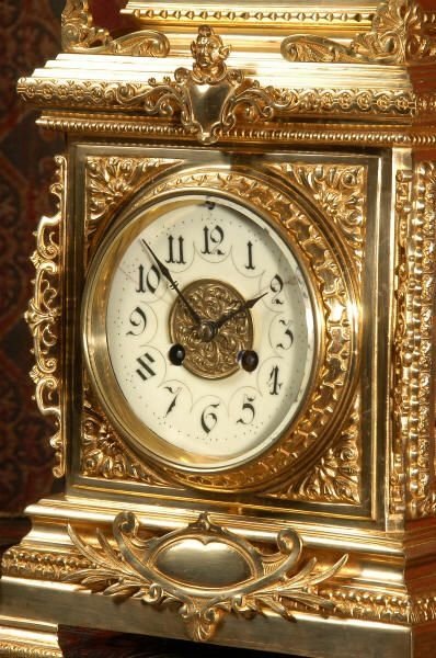 fig 3. ***SOLD***  Large Brass Cased Table Clock
by Fritz Marti. 
