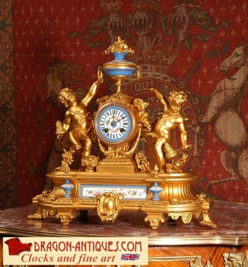 Stunning Japy Freres Sevres Porcelain & 
Gilt Metal Clock, the Butterfly Collectors.