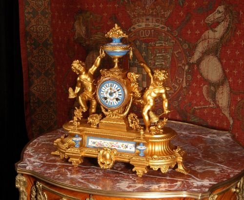 fig 1. Stunning Japy Freres Sevres Porcelain &
Gilt Metal Clock, The Butterfly Collectors.