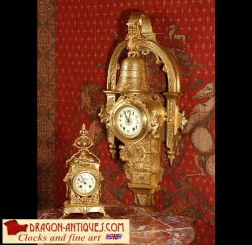 Huge and Magnificent Antique French Gothic Cartel Wall Clock
by Samuel Marti.