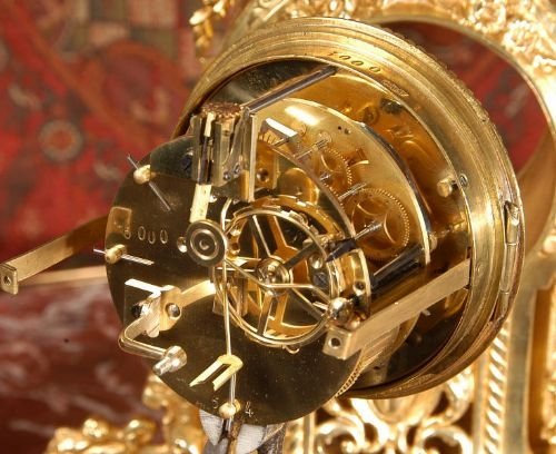 fig 4. Stunning Antique French Brass Clock Set.