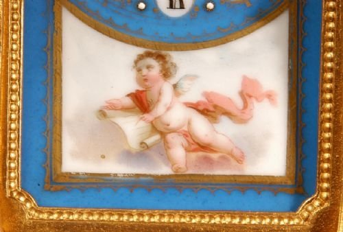 fig 3. *** SOLD *** Antique French Sevres Porcelain & Gilt Metal Boudoir Clock.