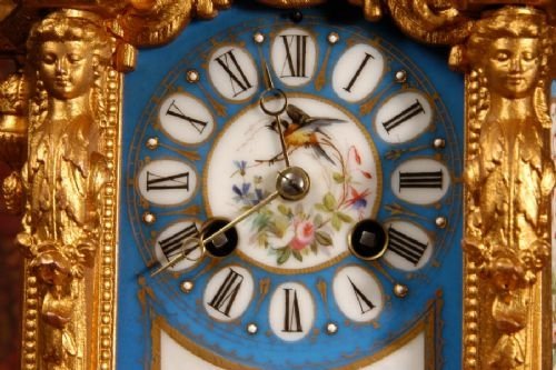 fig 4. *** SOLD *** Antique French Sevres Porcelain & Gilt Metal Boudoir Clock.