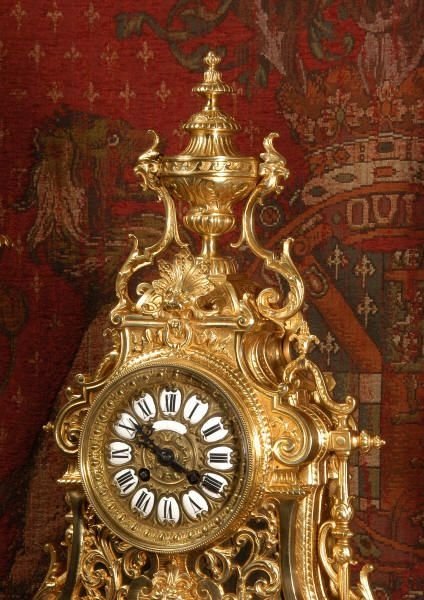 fig 2. Large and Stunning Antiqe French Gilt Brass Clock Set
by Samuel Marti