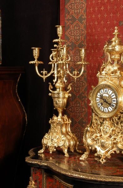 fig 3. Large and Stunning Antiqe French Gilt Brass Clock Set
by Samuel Marti
