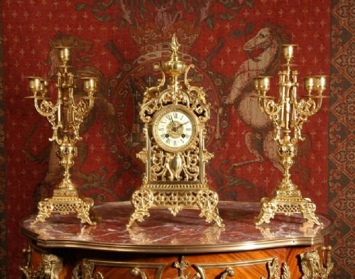 fig 1. Stunning Antique French Classical Clock Set.