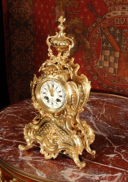 fig 1. Antique French Rococo Boudoir Clock
by A.D. Mougin