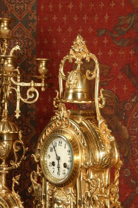 fig 2. Japy Freres Large Antique French Gothic Clock Set