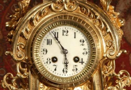 fig 3. Japy Freres Large Antique French Gothic Clock Set