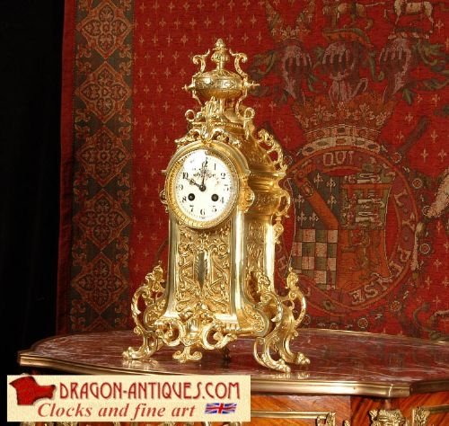 Antique French Gilt Brass Clock 
By Japy Freres.