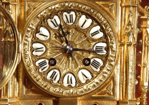 fig 3. Superb Antique French Gilt Brass Gothic Clock