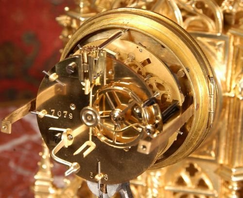 fig 4. Superb Antique French Gilt Brass Gothic Clock