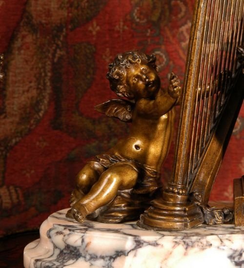 fig 2. Duo D'Amour, Large Antique French Clock Set
by Hippolyte François Moreau (1832-1927)