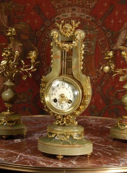 fig 3. Beautiful Boudoir Lyre Clock Set
by A. D. Mougin.