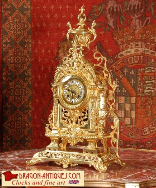Antique French Gilt Brass Table Clock