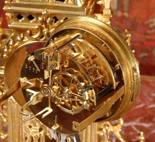 fig 4. Antique French Gilt Brass Gothic Clock, Circa 1880