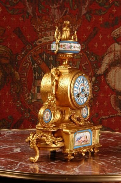 fig 2. Sevres Porcelain and Gilt Metal Boudoir Clock.
by Japy Freres
Sevres Porcelain and Gilt Metal Boudoir Clock.
by Japy Freres