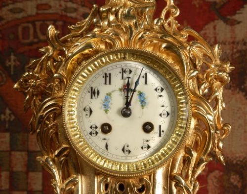 fig 3. Antique French Rococo Clock Set, French - Circa 1890.