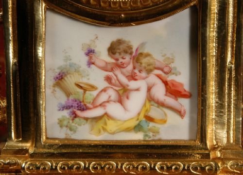 fig 1. Sevres Porcelain & Gilt Brass Boudoir Clock
by A. D. Mougin, Antique French.