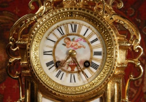 fig 2. Sevres Porcelain & Gilt Brass Boudoir Clock
by A. D. Mougin, Antique French.