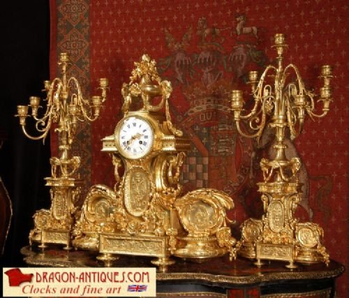 Magnificent Antique French Ormolu Clock Set
by Samuel Marti.