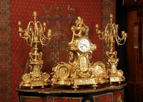 fig 1. Magnificent Antique French Ormolu Clock Set
by Samuel Marti.