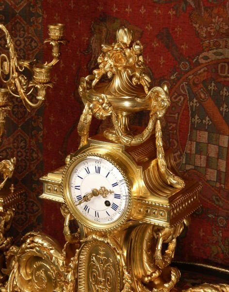 fig 3. Magnificent Antique French Ormolu Clock Set
by Samuel Marti.