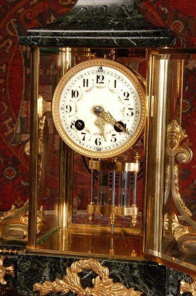 fig 3. Antique French Ormolu & Marble Four Glass Boudoir Clock.