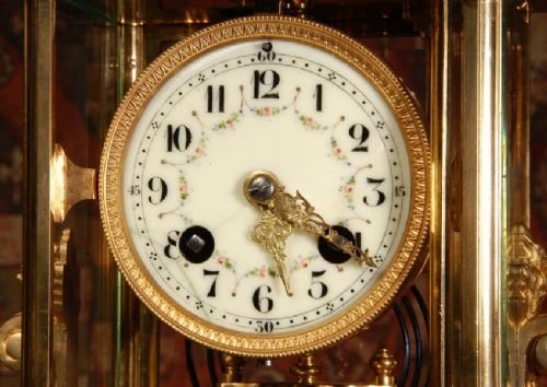 fig 4. Antique French Ormolu & Marble Four Glass Boudoir Clock.
