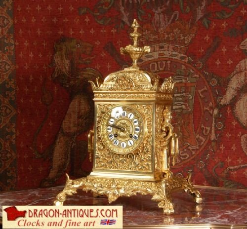 Antique French Gilt Brass Table Clock.