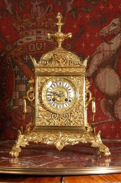 fig 1. Antique French Gilt Brass Table Clock.