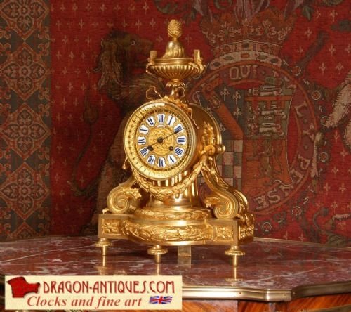 Antique French Ormolu Neoclassical Drum Head Clock.