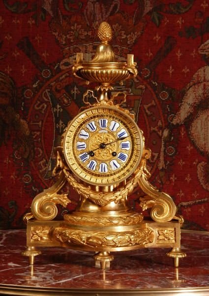 fig 1. Antique French Ormolu Neoclassical Drum Head Clock.