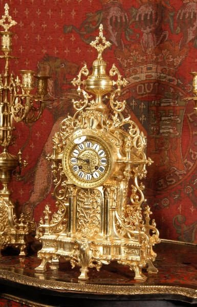 fig 2. Antique French Gilt Brass Clock Set