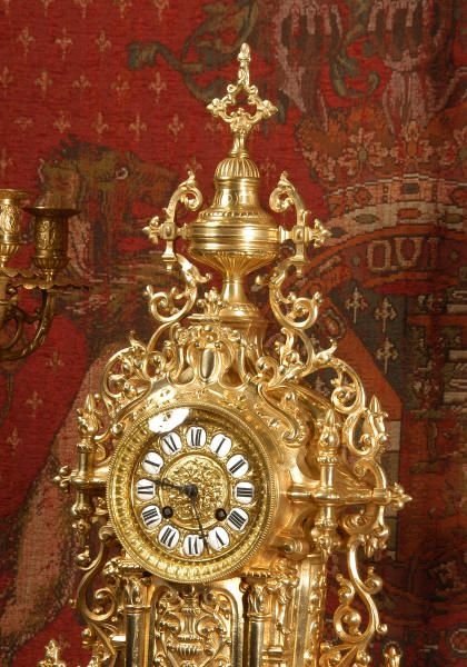 fig 3. Antique French Gilt Brass Clock Set