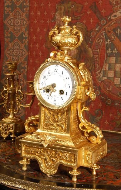 fig 2. Stunning Antique Ormolu Clock Set by Louis Japy.